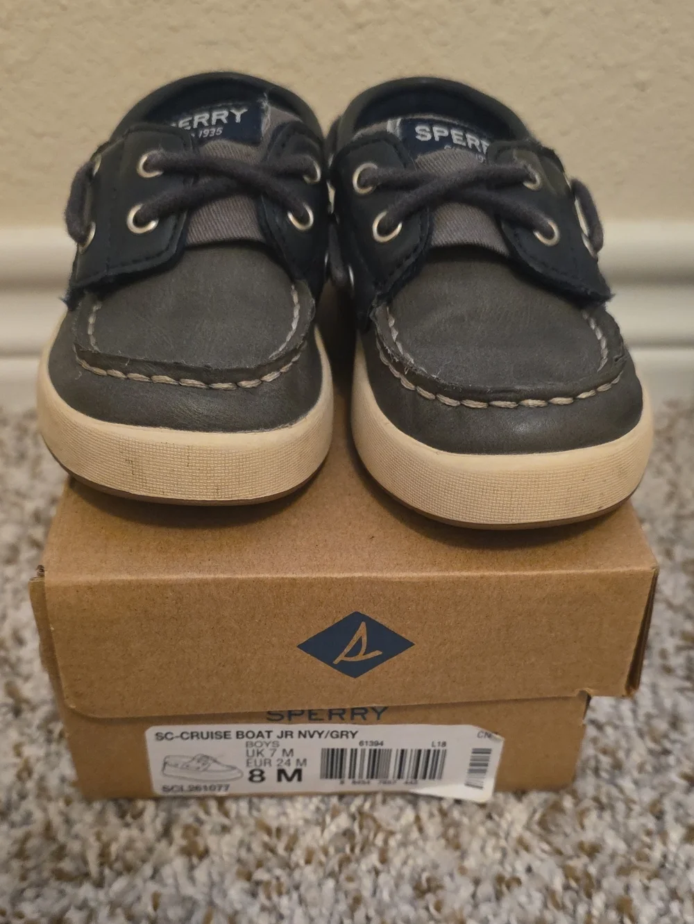 Sperry Kids Navy and Gray Moccasin Boat Shoes
